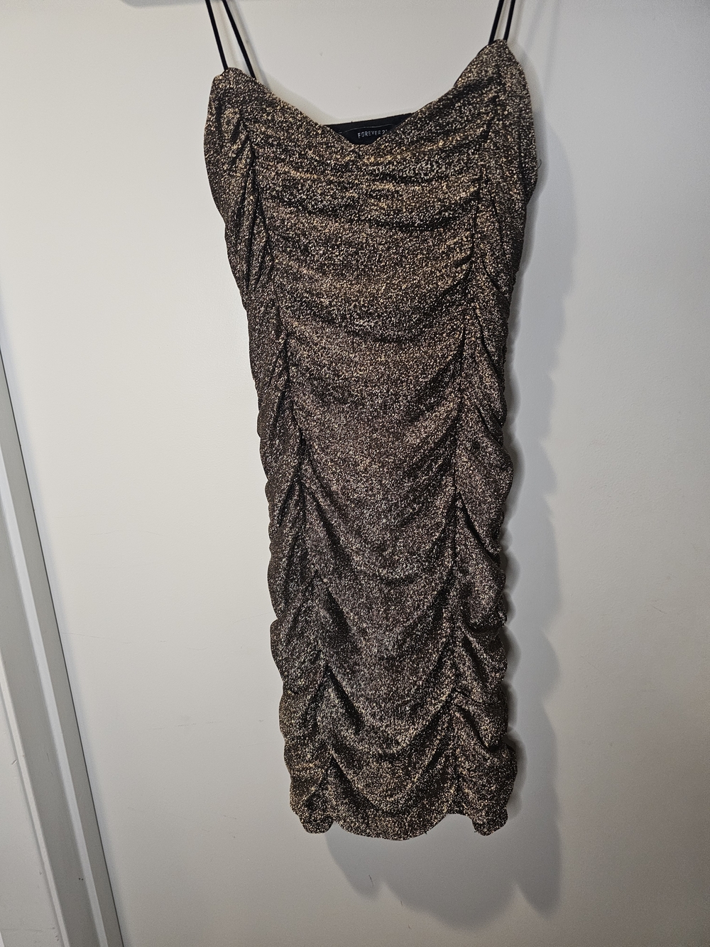 Forever 21 Shimmer Ruched Metallic Brown Dress